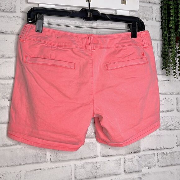 American Eagle Coral Pink Chino Midi Shorts Size 4 - Picture 2 of 6
